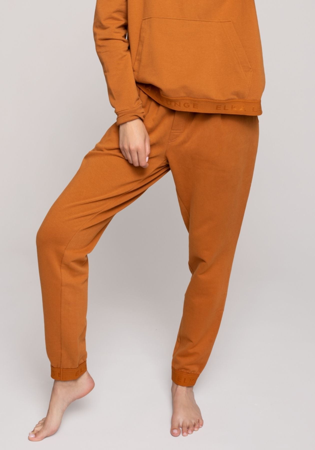 Women sweatpants organic cotton Burnt ochre