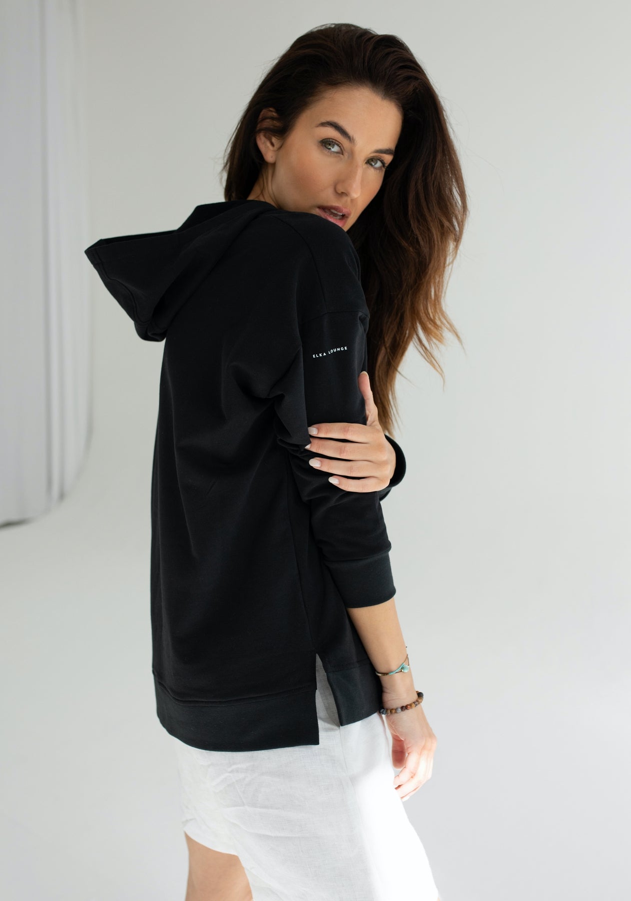 Women hoodie organic cotton Black - Oversized