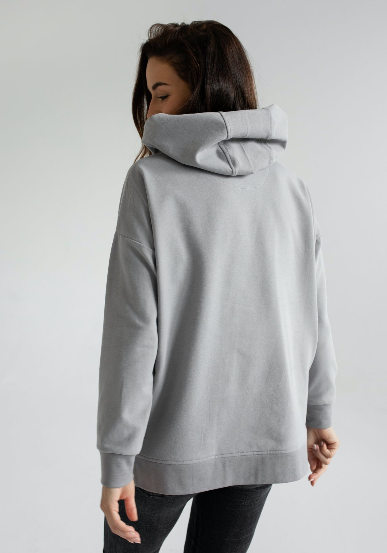 Dámská mikina s kapucí z biobavlny Light gray - Oversized