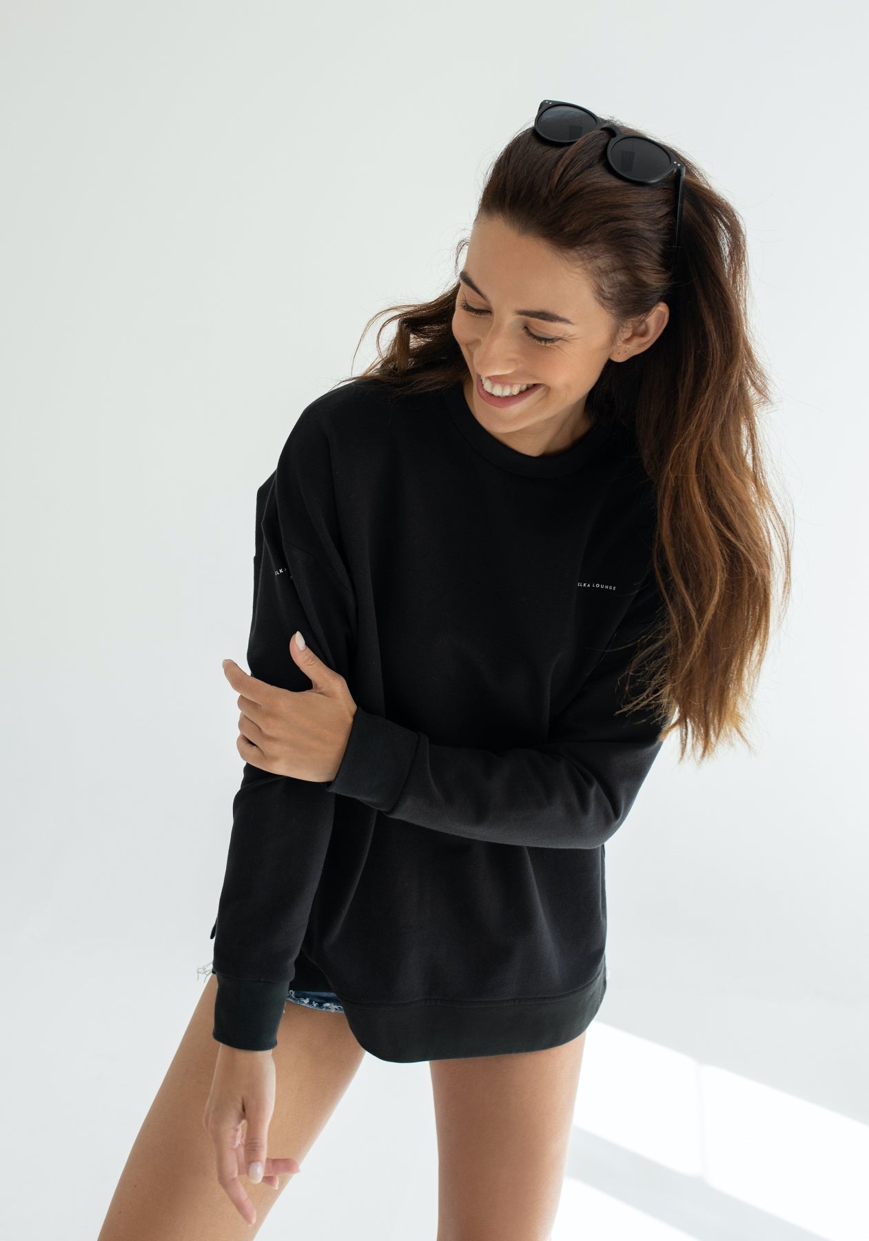 Women Sweatshirt organic cotton Black - Oversized