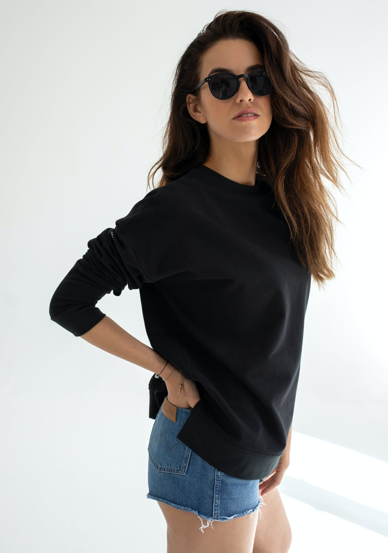 Dámská mikina bez kapuce z biobavlny brushed - Oversized