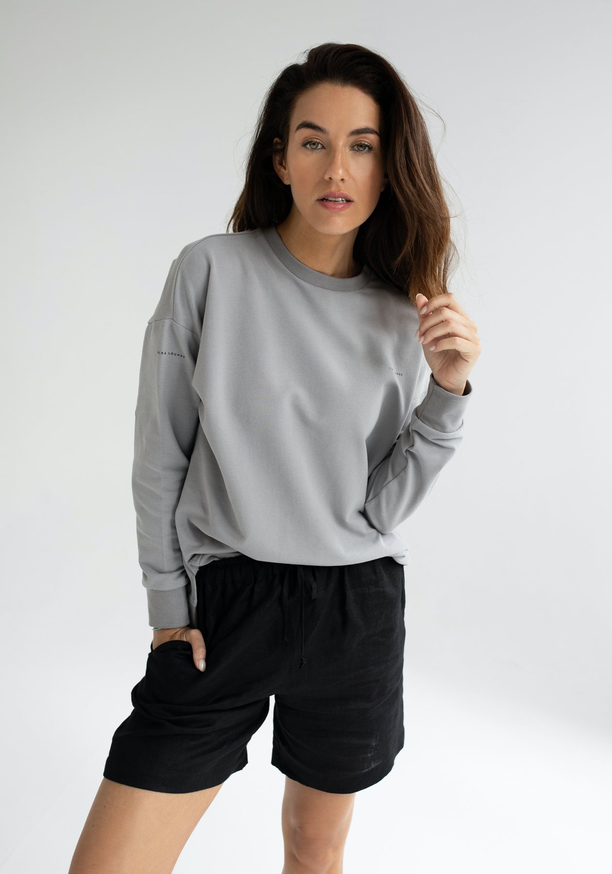 Women Sweatshirt organic cotton Light gray - Oversized