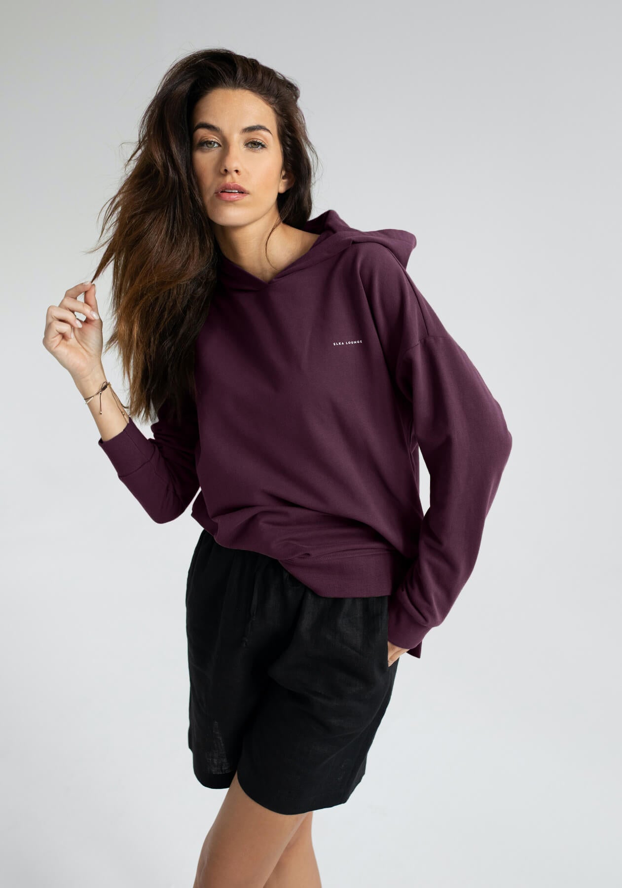 Dámská mikina s kapucí z biobavlny Purple - Oversized