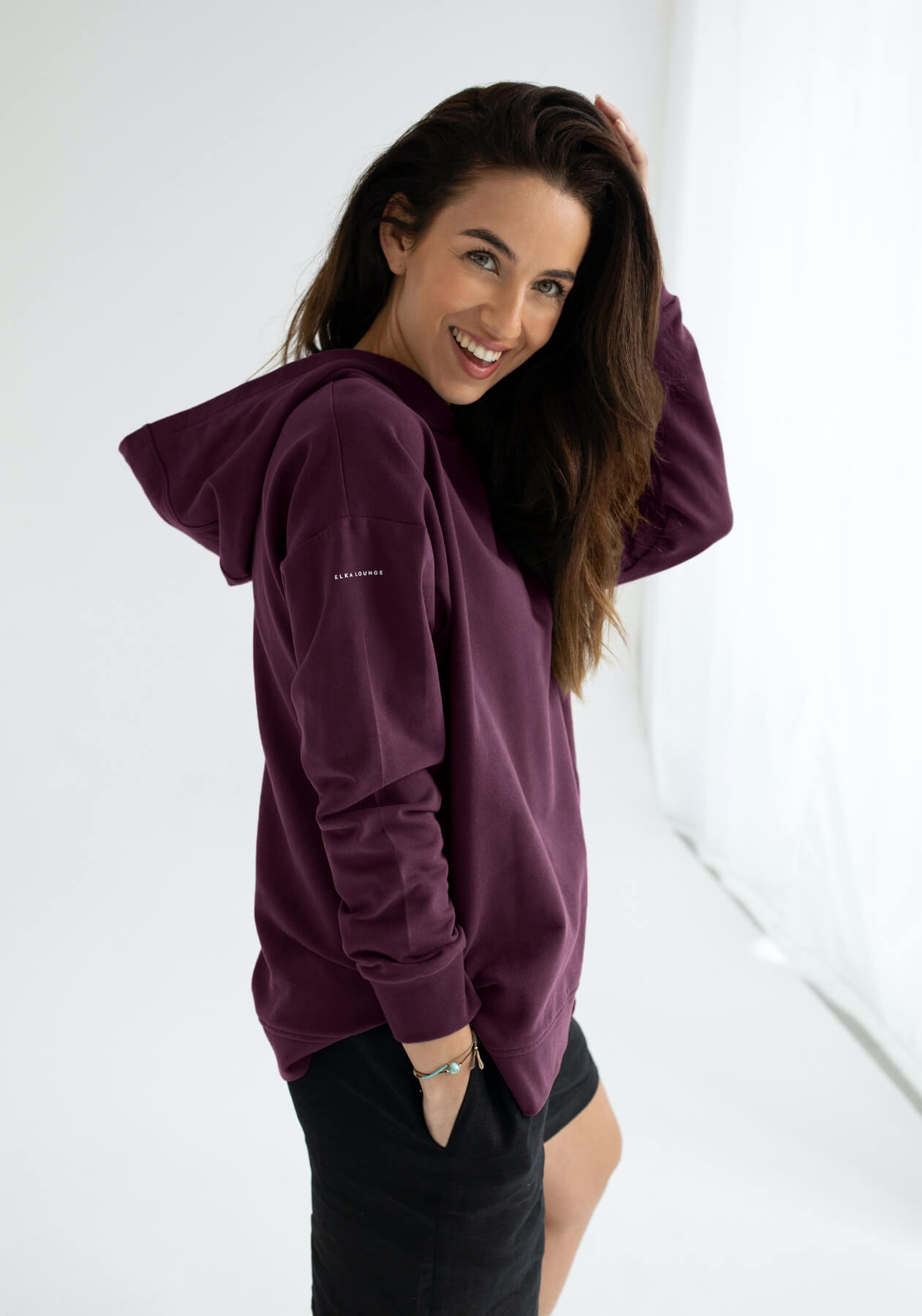 Women bluza bawełna organiczna Purple - Oversized