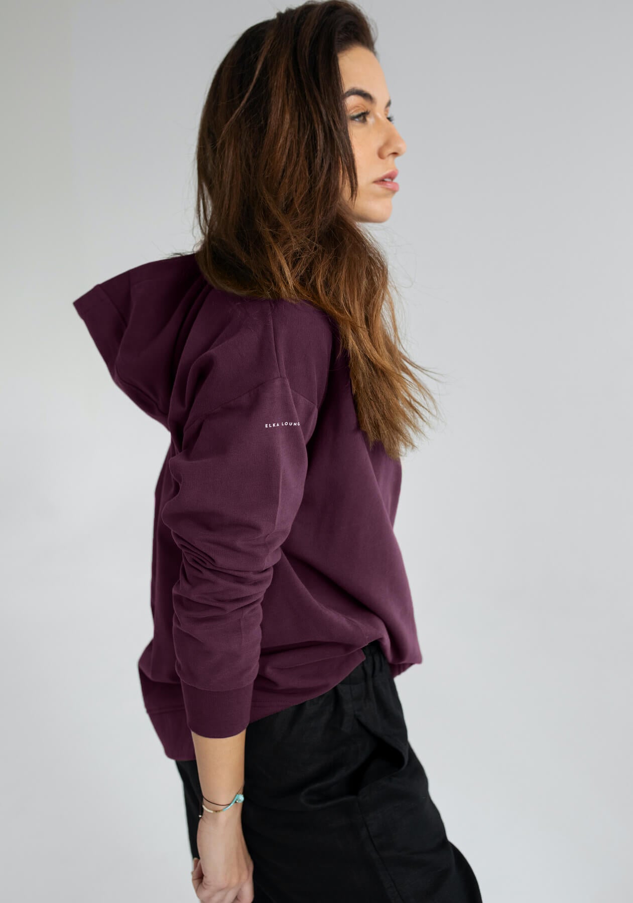 Women bluza bawełna organiczna Purple - Oversized