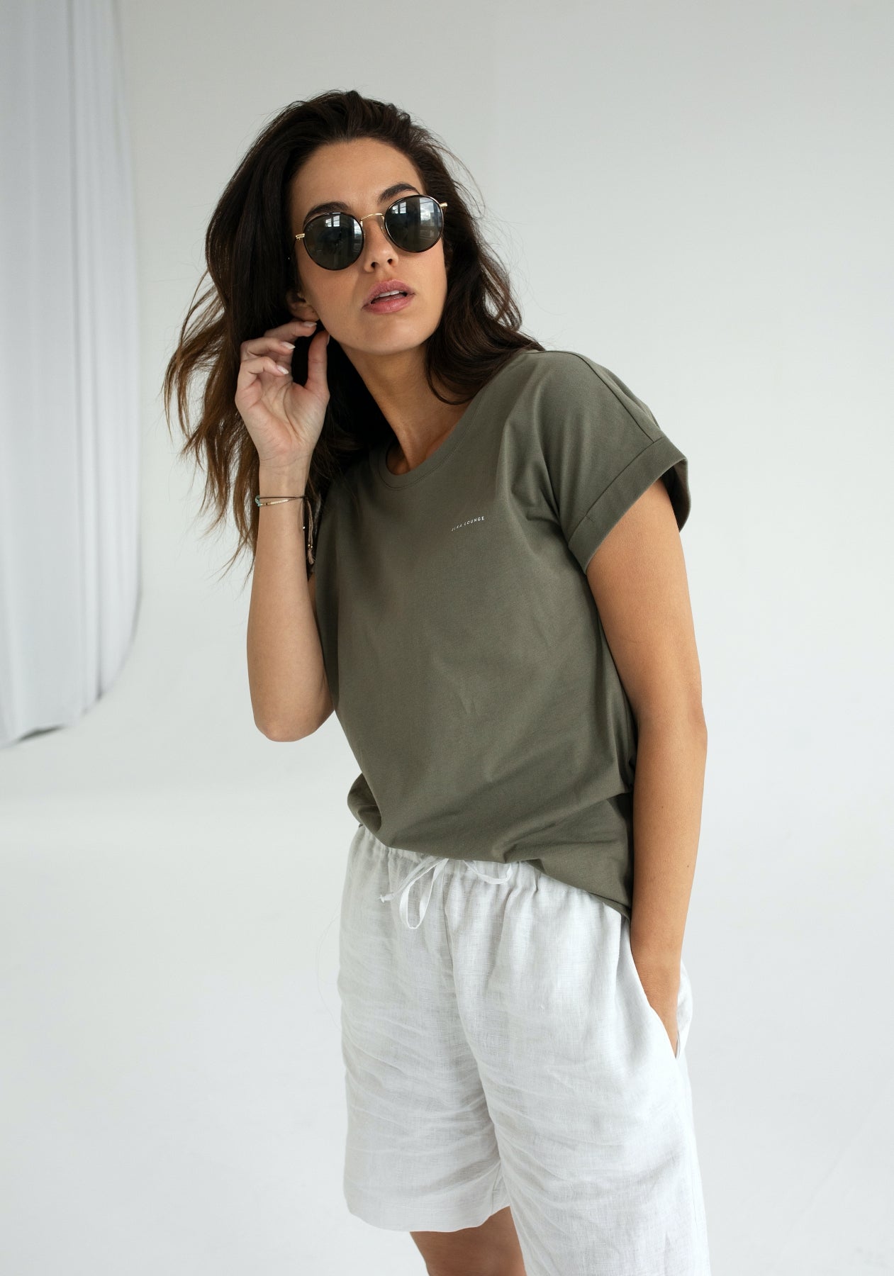 Women t-shirt organic cotton Burnt olive - loose fit