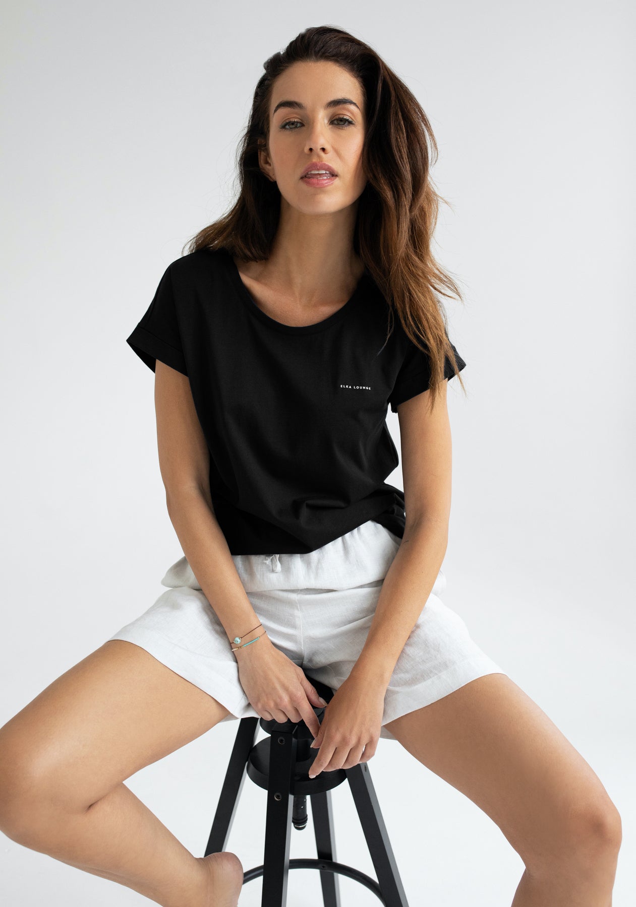 Women t-shirt organic cotton Black - loose fit