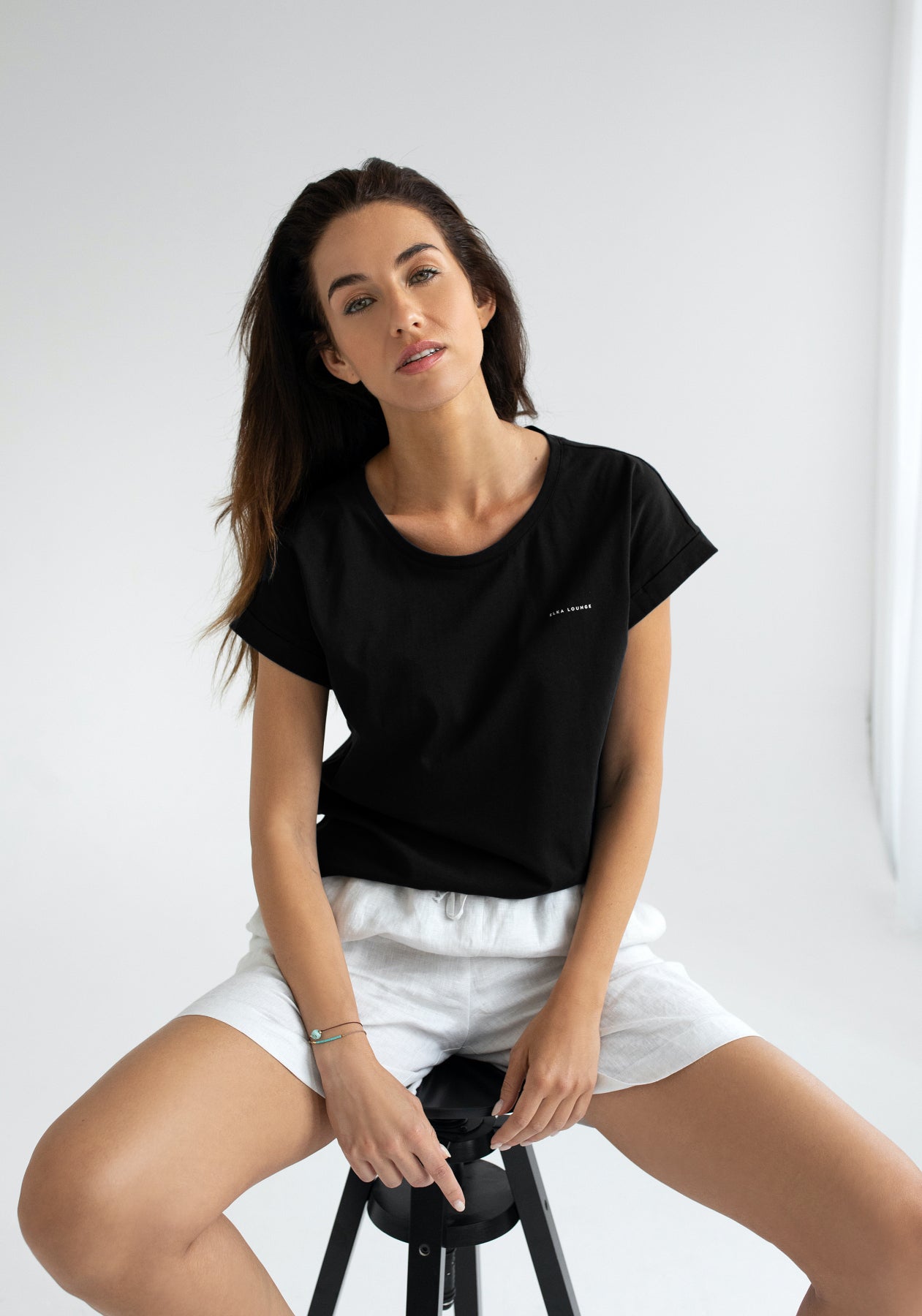 Women t-shirt organic cotton Black - loose fit