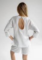 Dámský lněný top open back - regular fit