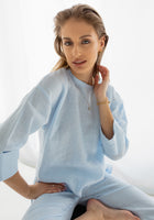 Dámský lněný top open back - regular fit