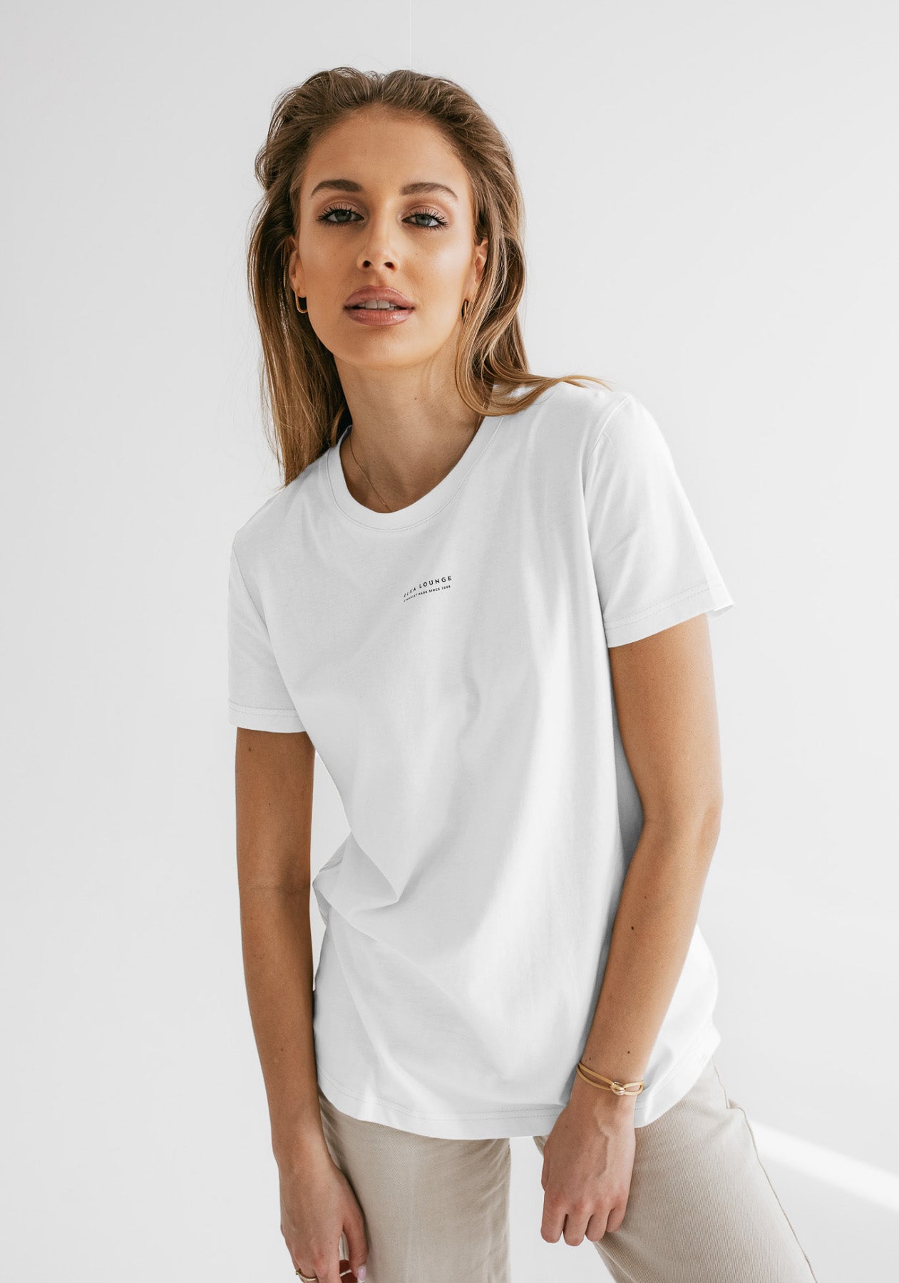 Women t-shirt organic cotton Optical white - ethically made Minimalist - regular