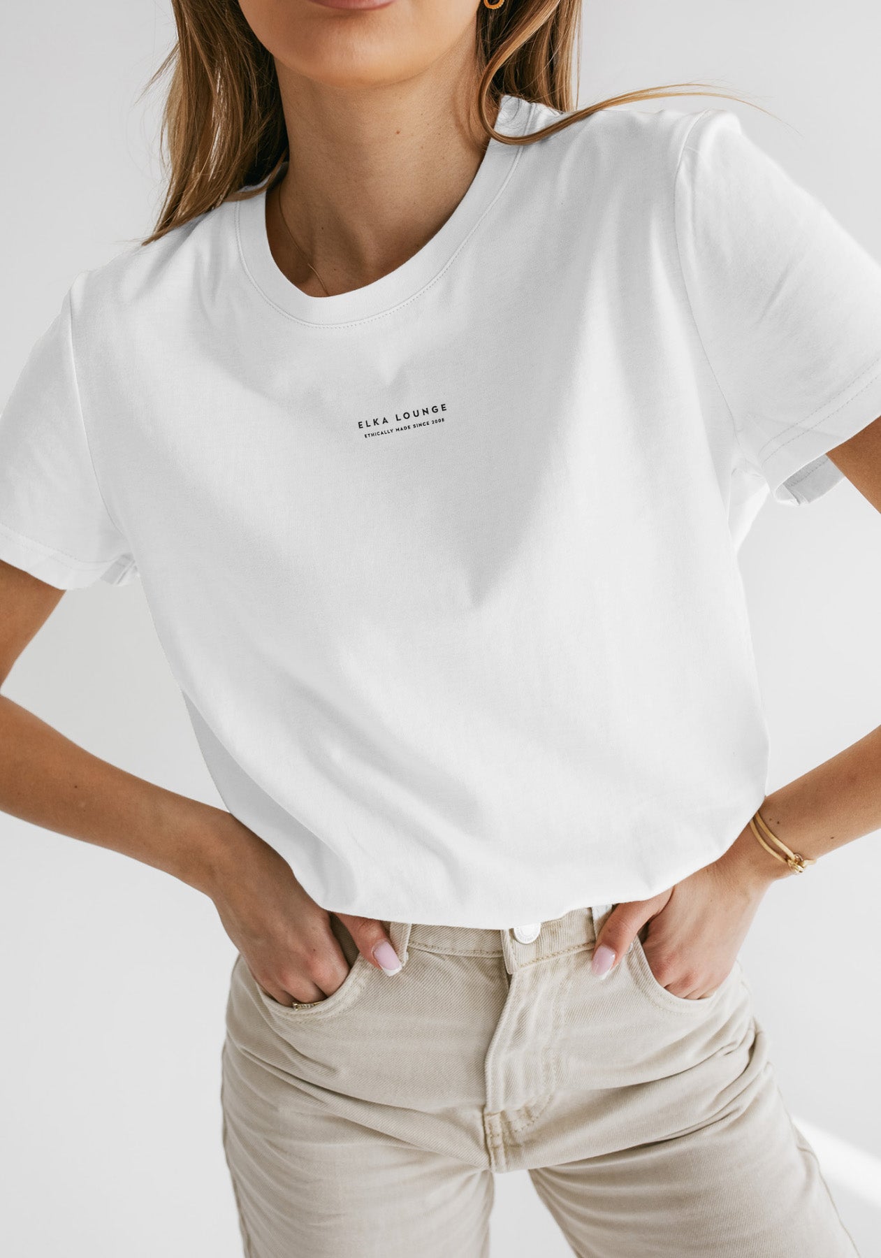 Women t-shirt organic cotton Optical white - ethically made Minimalist - regular