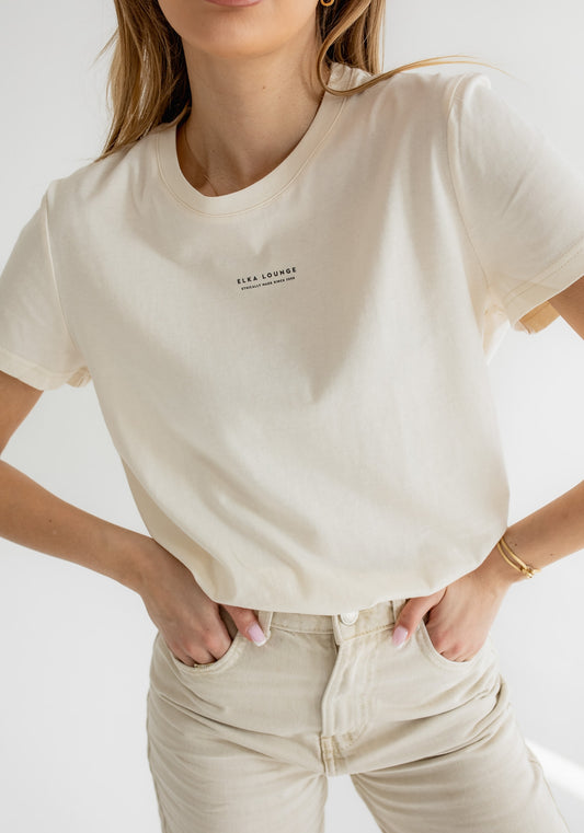 Women t-shirt organic cotton Offwhite-natural - ethically made Minimalist - regular