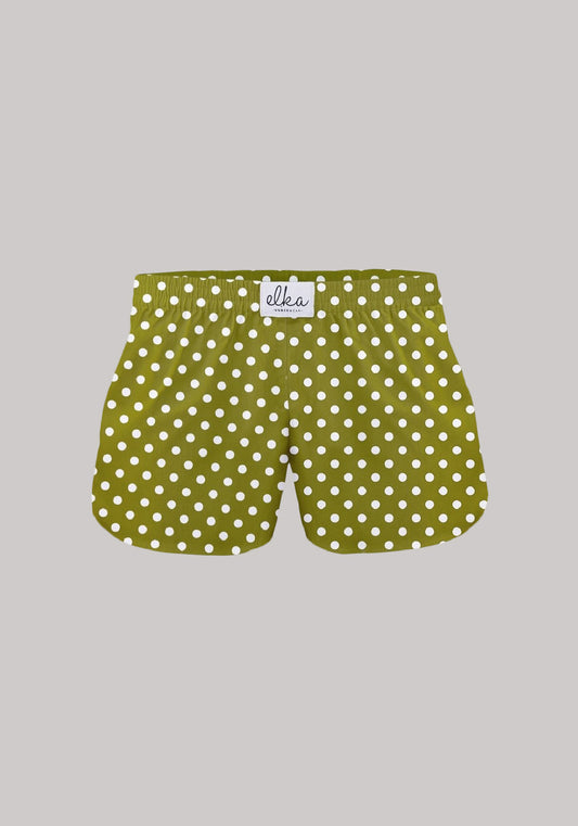 Kids Boxershorts Olive with polka dots