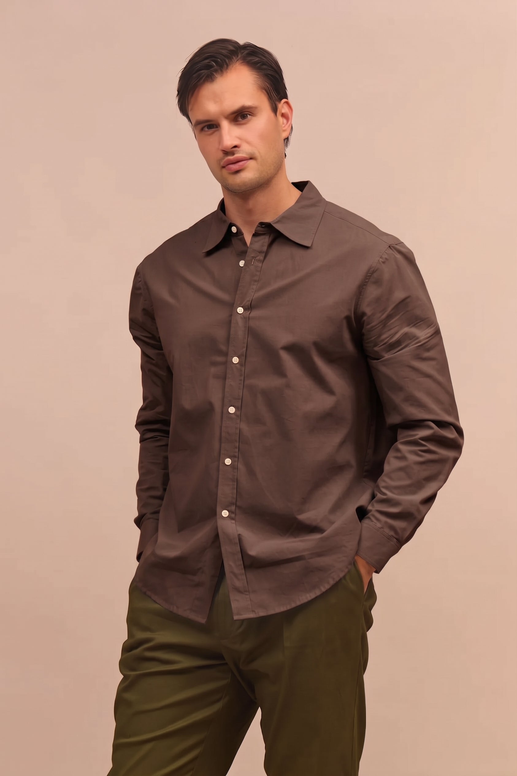 Men's organic cotton shirt with collar - regular fit