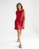 Women linen dress short - loose fit